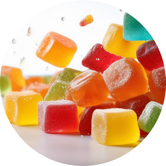 close-up colorful fruit gums